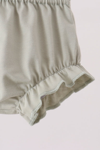 Green Farm Floral Embroidery Ruffle Bloomer Set