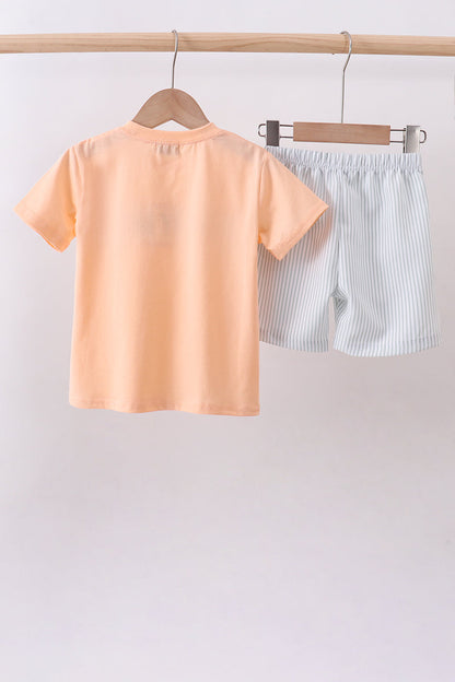 Pink I love my mom embroidery shorts set