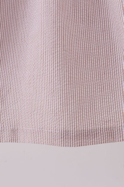 Latte stripe shell applique dress