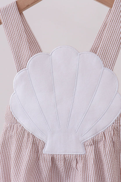 Latte stripe shell applique dress