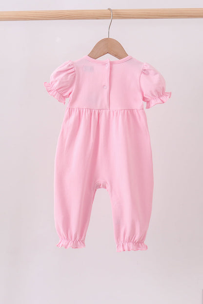 Pink bow applique romper