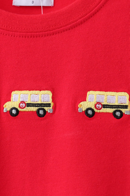 Red School bus Applique Set