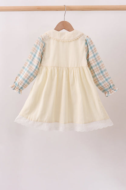 Cream plaid button dress