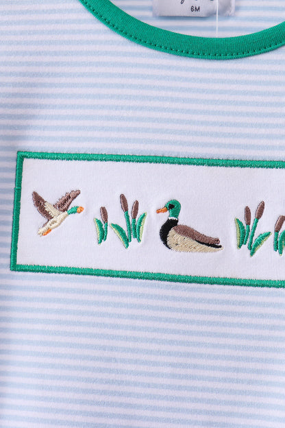 Green duck embroidery stripe bubble