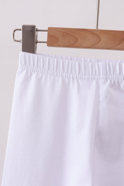 White ruffle pants
