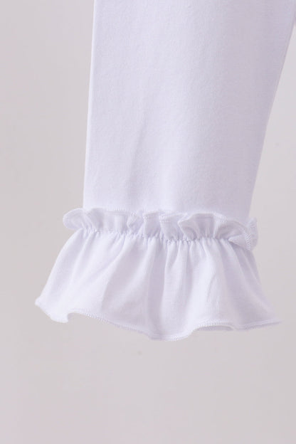 White ruffle pants