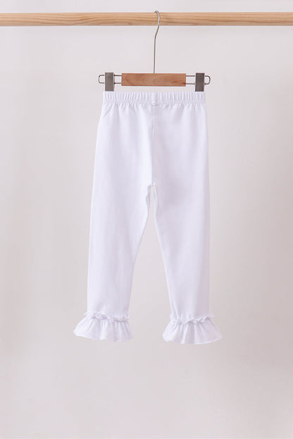 White ruffle pants