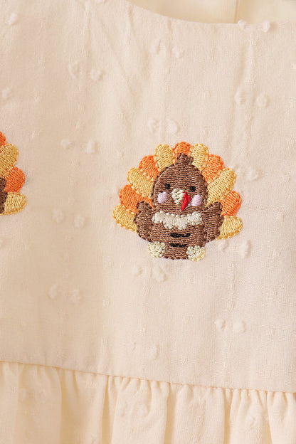 Beige turkey embroidery romper