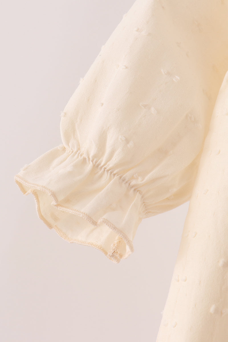 Beige turkey embroidery romper