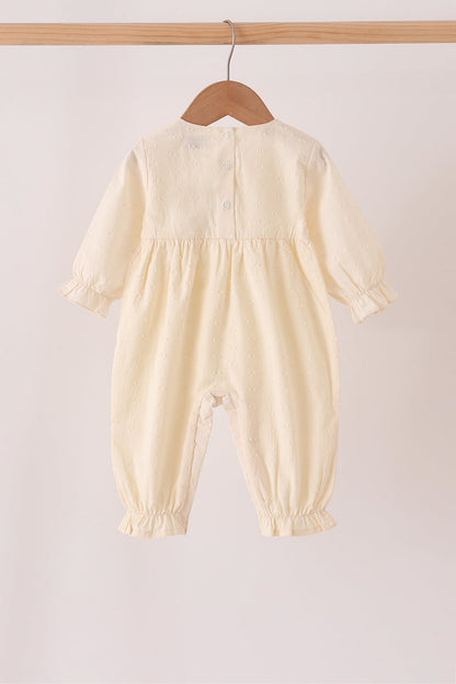 Beige turkey embroidery romper