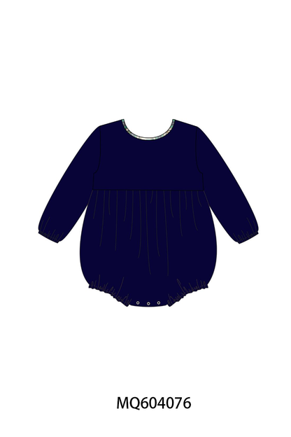 Navy plaid ruffle bubble