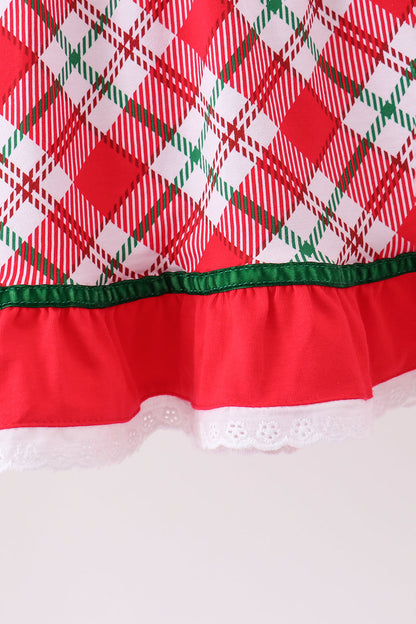 Forest holly plaid ruffle dress