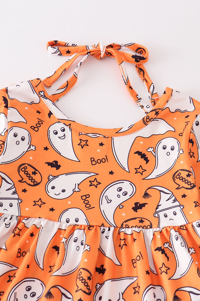 Orange ghost print girl set