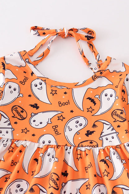 Orange ghost print girl set