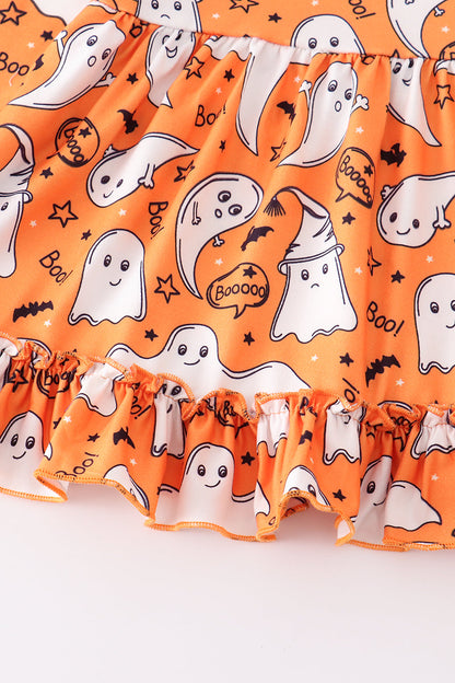 Orange ghost print girl set