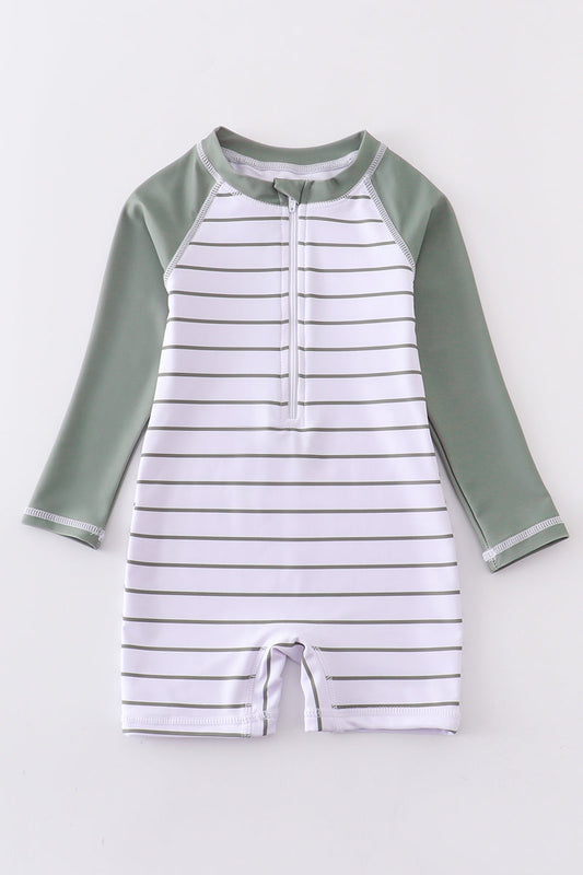 Green stripe boy swimsuit