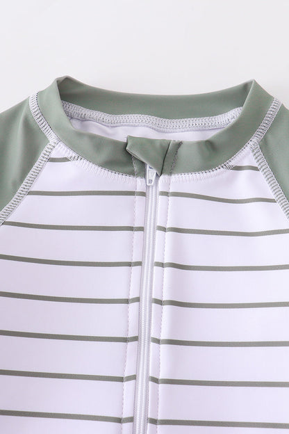 Green stripe boy swimsuit