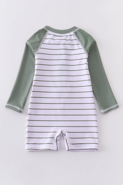 Green stripe boy swimsuit