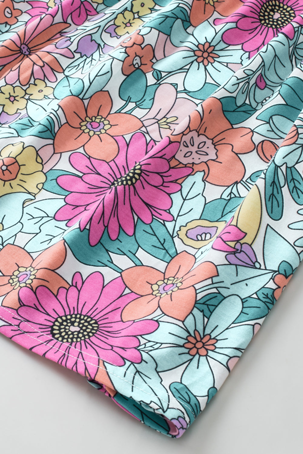 Multicolor Round Neck Sleeveless Floral Mini Dress