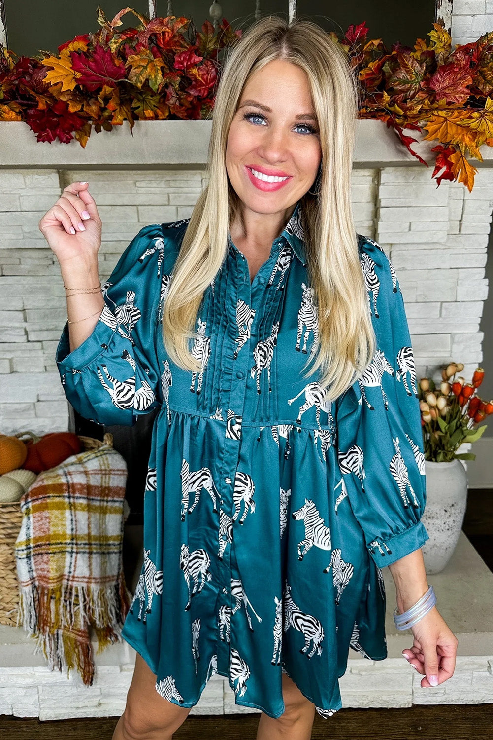 Black Leopard Print Button-up Long Sleeve Shirt Mini Dress