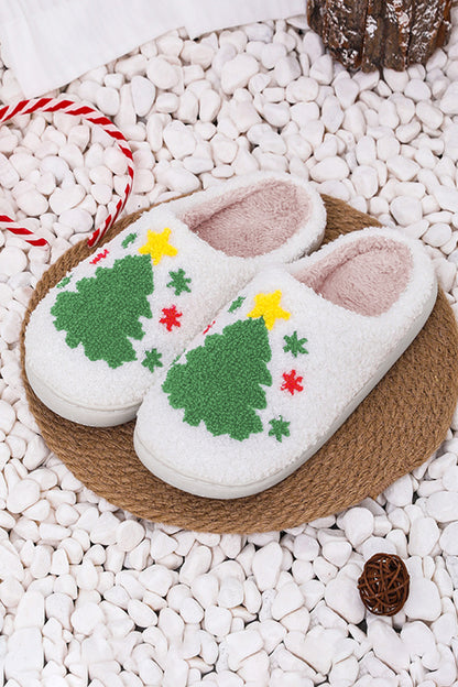 White Christmas Deer Home Indoor Plush Slippers
