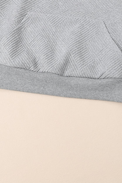 Gray Textured Kangaroo Pocket Drawstring Hooded Mini Dress