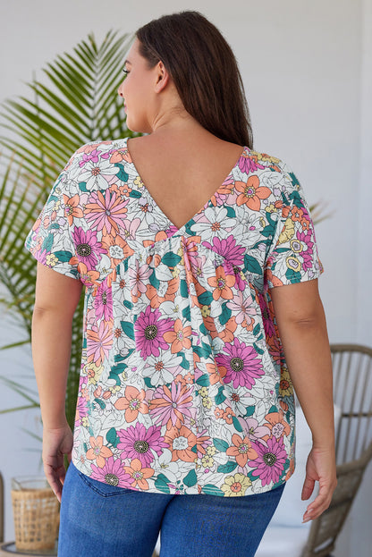 Multicolor Round Neck Sleeveless Floral Mini Dress