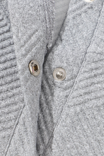 Gray Textured Kangaroo Pocket Drawstring Hooded Mini Dress