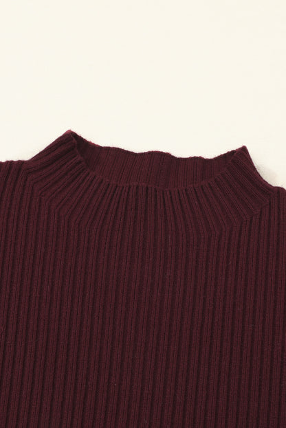 Blackish Green Patch Pocket Ribbed Knit Short Sleeve Sweater Dress