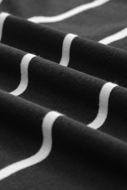 Black Stripe Print Open Back Sleeveless Maxi Dress with Slits