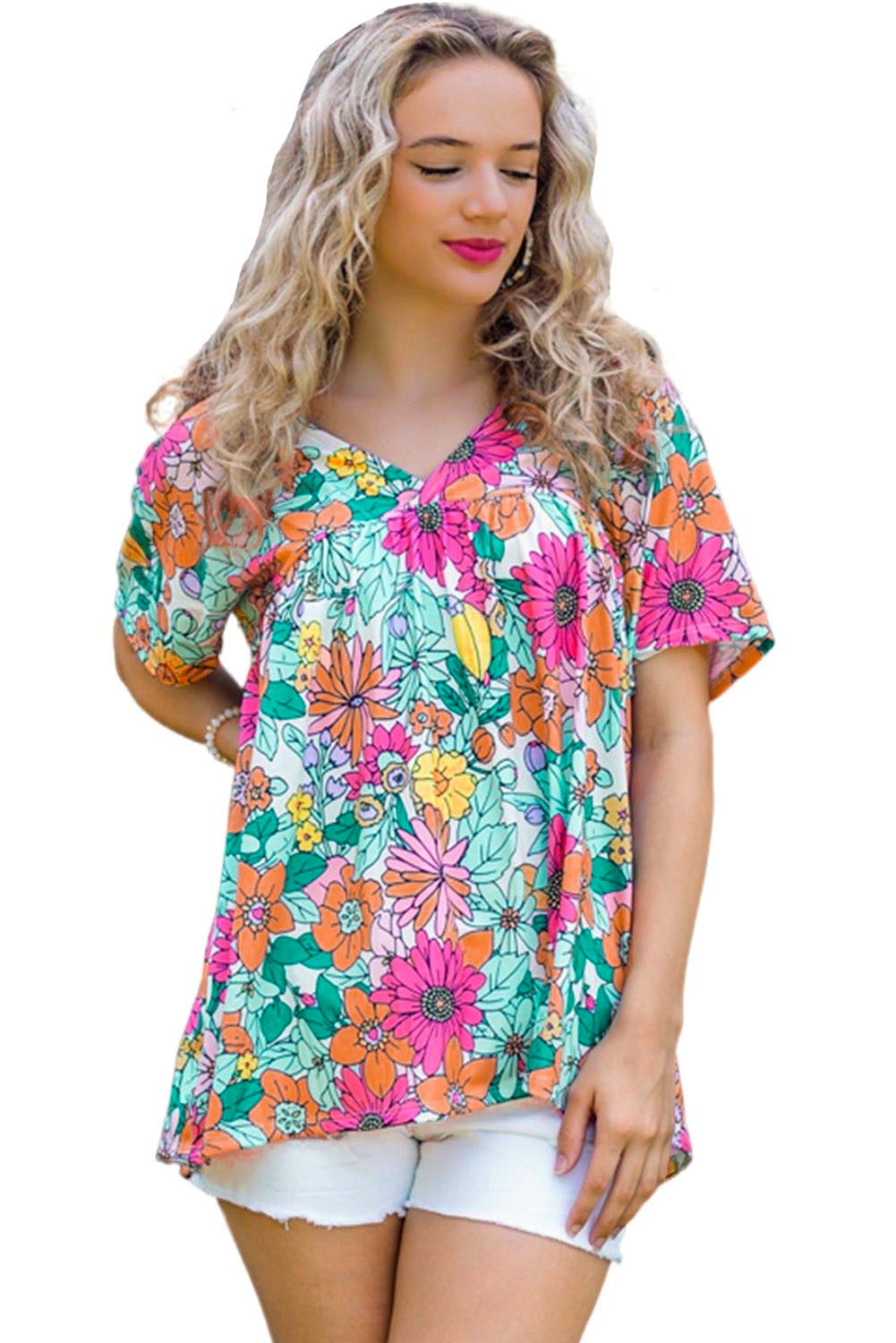 Multicolor Round Neck Sleeveless Floral Mini Dress