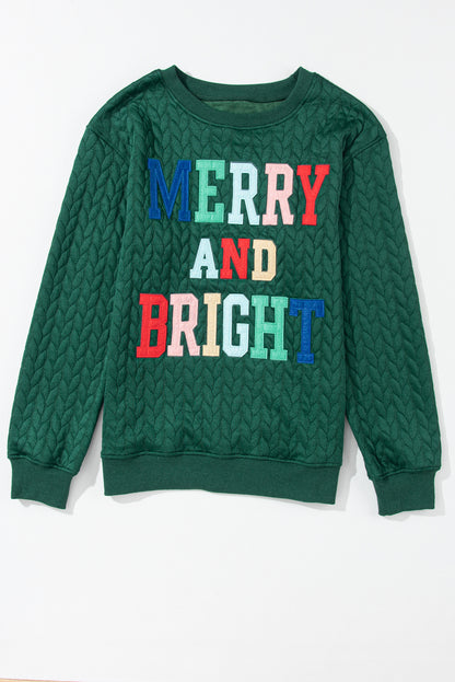 White Merry And Bright Cable Knit Pullover Sweatshirt
